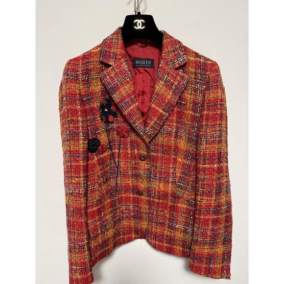 Basler Jacket Womens 36 Tweed Wool Blend Blazer Floral Buttons Multi Color - Picture 1 of 13
